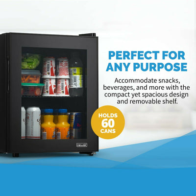 60 Can Beverage Refrigerator Beer Wine Soda Drink Cooler Mini Fridge Glass  Door 